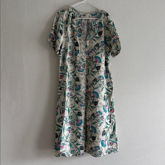 Loft Linen Blend Indian Block Print Dress Belt Not Included - Picture 3 of 7